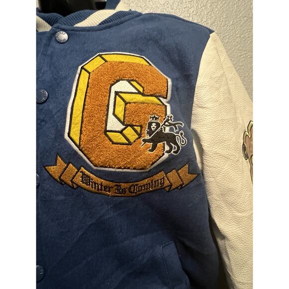 LOTR 8ighth Dstrkt Mens Royal Blue Long Sleeve Snap Bomber Jacket Size M - Picture 3 of 12